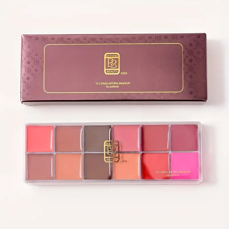 12-Color Lip Gloss & Lipstick Palette – Moisturizing Makeup Gift Set for Women