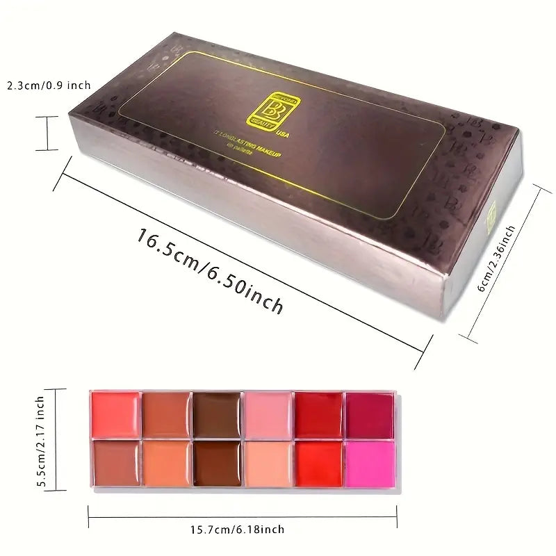 12-Color Lip Gloss & Lipstick Palette – Moisturizing Makeup Gift Set for Women